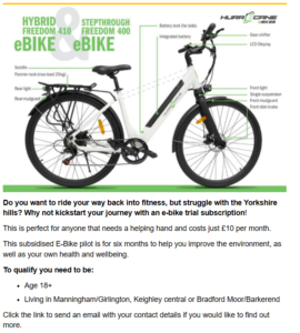 Read more about the article Hire an E-bike for just £10 per month!